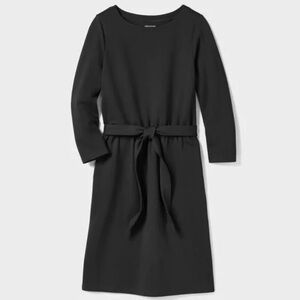 Duluth Trading Co Women S Black Knit Pockets 3/4 Sleeves Tie Waist Dress NWOT